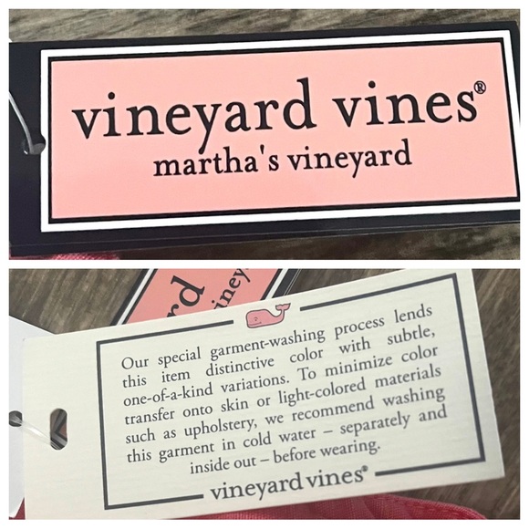 NWT VINEYARD VINES Chambray Embroidered Tie Sleeve Top In Paradise Pink XL - Picture 2 of 12